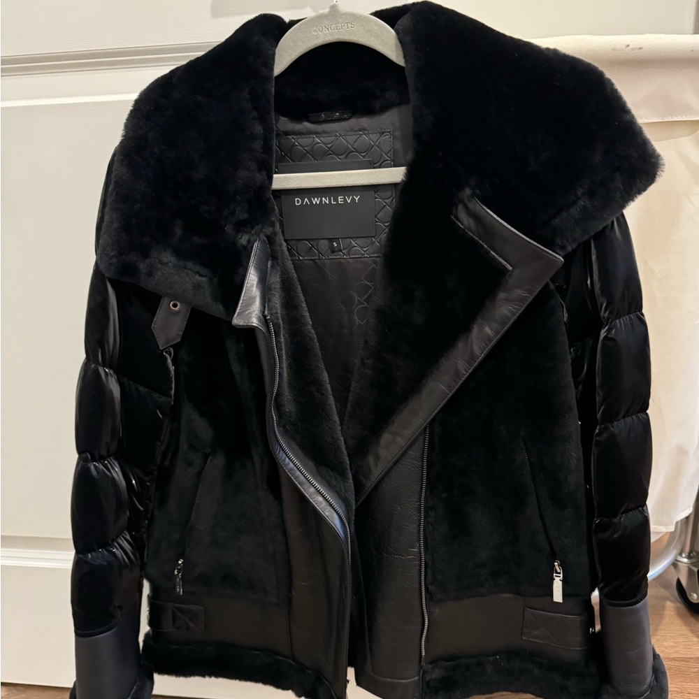 Dawn Levy Mel Shearling Panel Down Puffer Coat